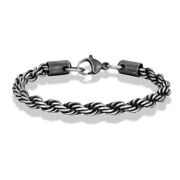 Vintage Black Stainless Steel Thick Rope Bracelet - Picture 2 of 2